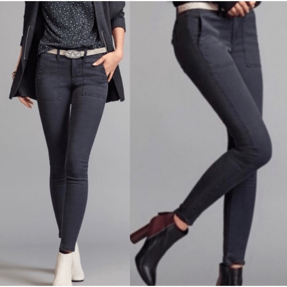 Cabi "The Quest" Gray Micro Cord Skinny Trousers with Pork Chop Pockets size 2‎